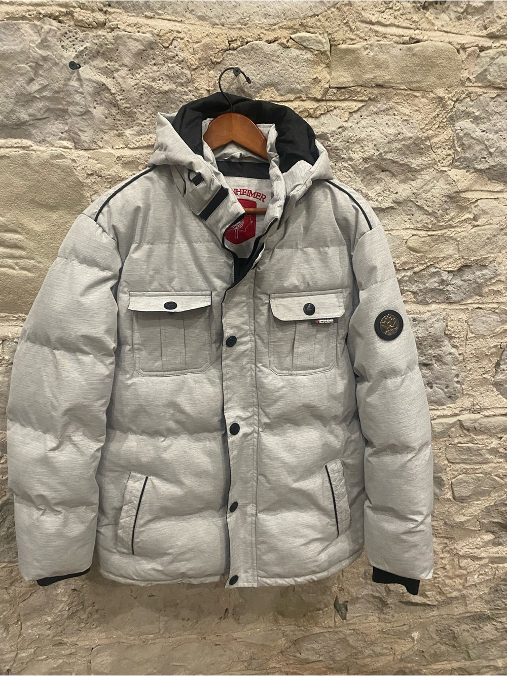 Light Gray Hooded Puffer Jacket - Men